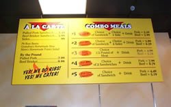 pvc plastic menu sign, Johnston, Iowa