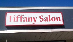 backlit building sign, Des Moines, Iowa